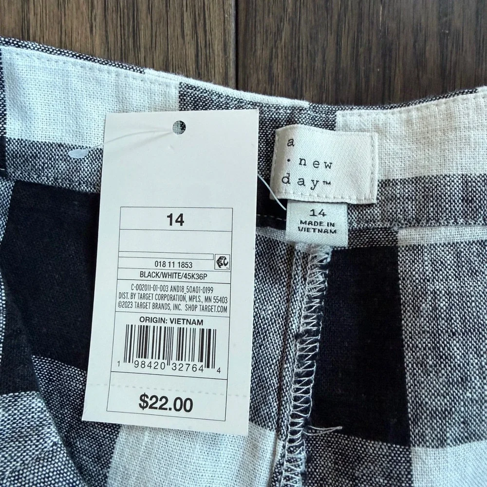 A New Day NWT Black White Buffalo Check Plaid Skort Skirt Shorts‎ Women Size 14